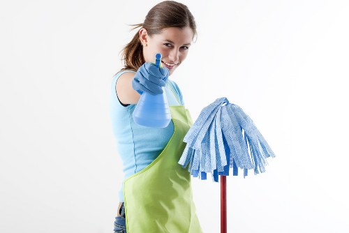 Professionals cleaning a rug using specialized equipment