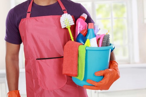 Professional cleaner working in a Mindarie home