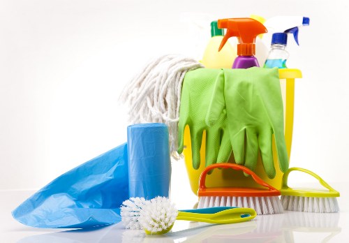 Eco-friendly cleaning solutions being applied