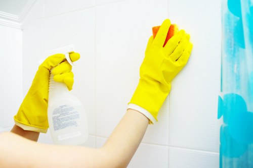 Commercial cleaning team at work in a Woodlands office