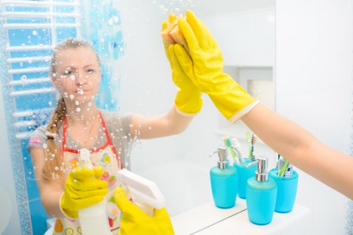 House cleaners performing office cleaning tasks