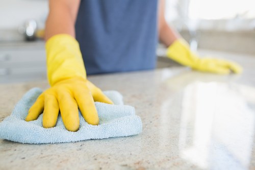 House cleaning team at work on rug maintenance